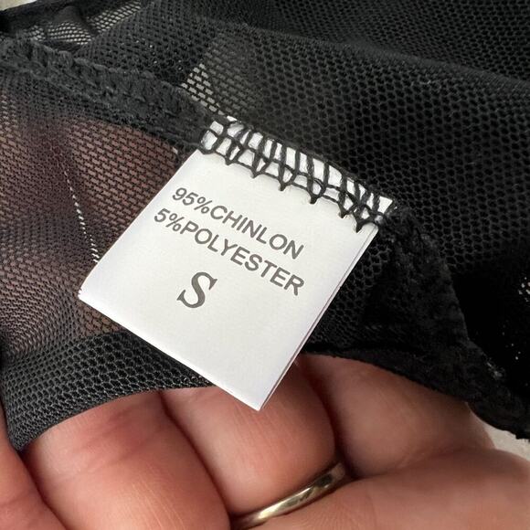 Black Lace Open Bra Open Crotch Sexy Lingerie Costume Lingerie Womens Size Small - Picture 5 of 7